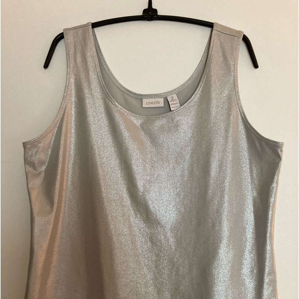 Chico’s Silver Metallic Microfiber Tank